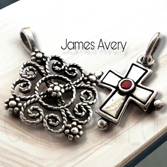 James Avery retired crosses twisted lacey petite red garnet pendant
